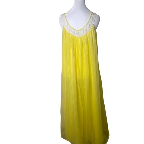 Vintage Intime California Yellow Nightgown & Robe Set Size S Chiffon Bell Sleeve - Picture 5 of 16